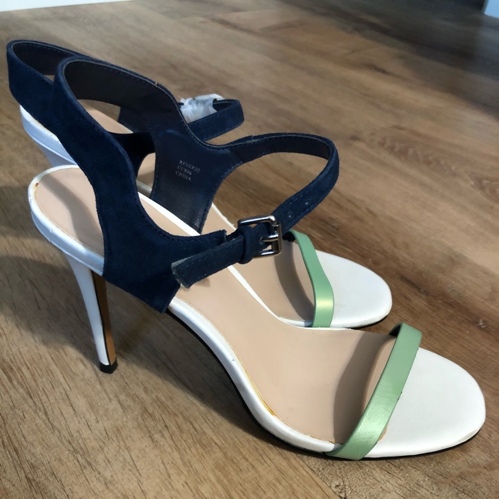 Charles David White and Blue Summer Sandals